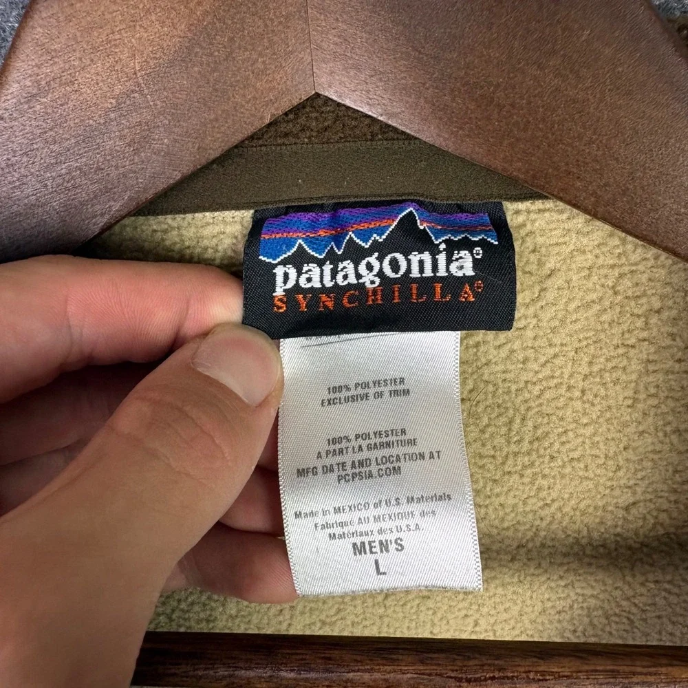 Patagonia Synchilla Fleece Pullover Mens L Tan Brown 1/4 Zip Jacket 0623